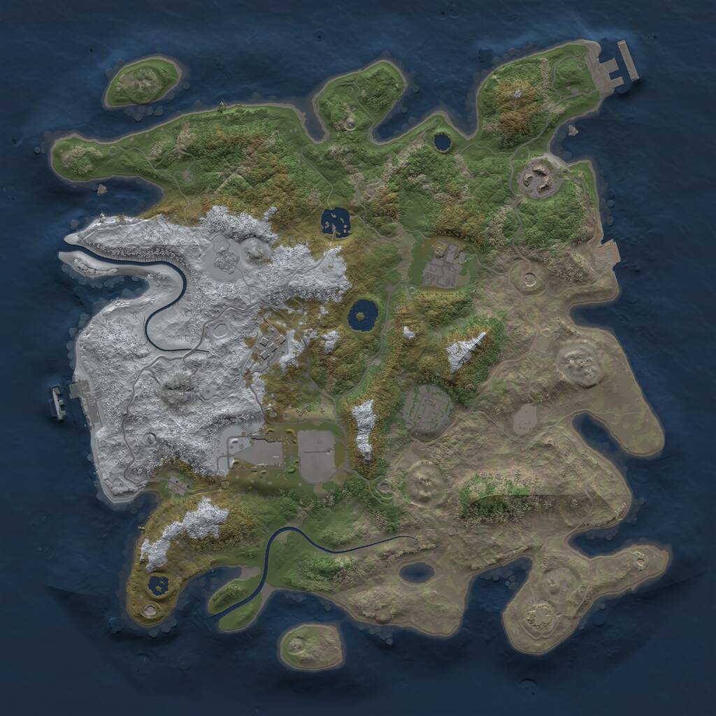 Rust Map: Procedural Map, Size: 3500, Seed: 26653645, 12 Monuments