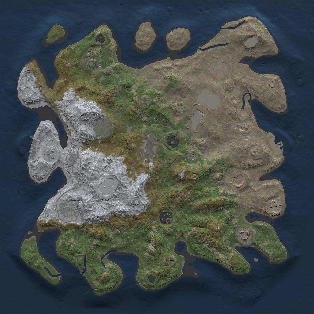 Rust Map: Procedural Map, Size: 3700, Seed: 13273323, 19 Monuments