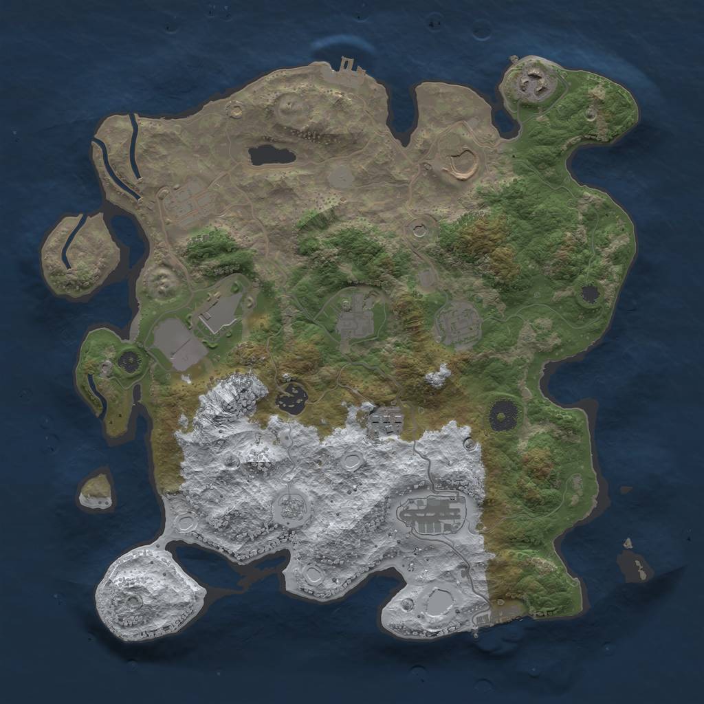 Rust Map: Procedural Map, Size: 3500, Seed: 1216778295, 18 Monuments