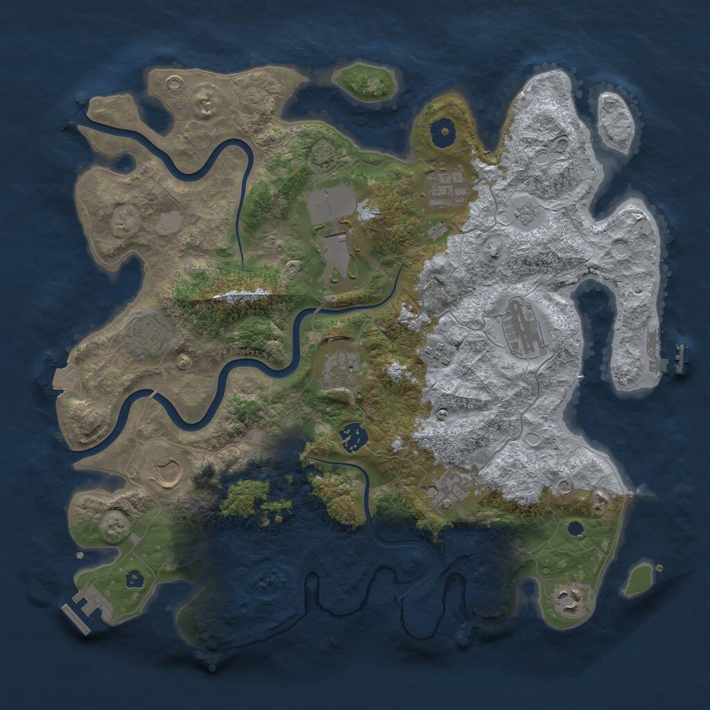 Rust Map: Procedural Map, Size: 3850, Seed: 1912317208, 16 Monuments