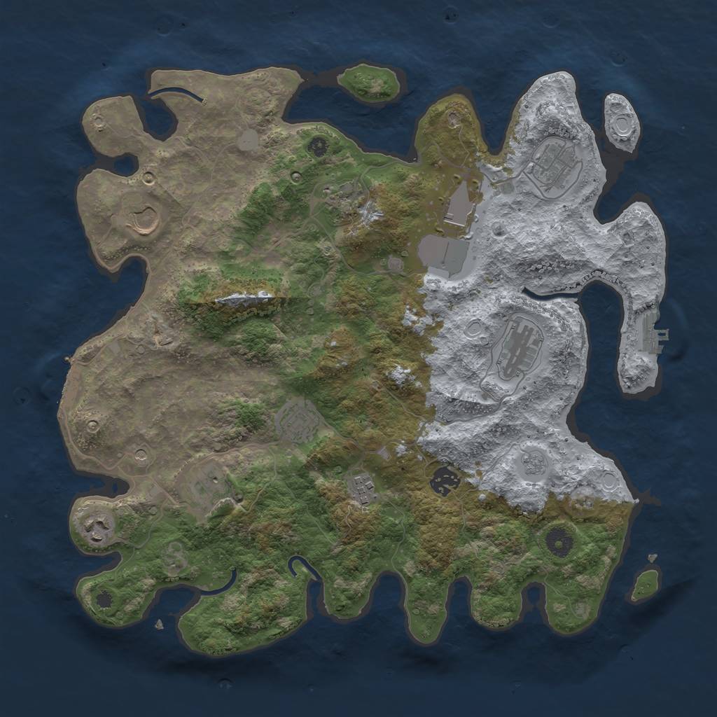 Rust Map: Procedural Map, Size: 3850, Seed: 1912317208, 19 Monuments