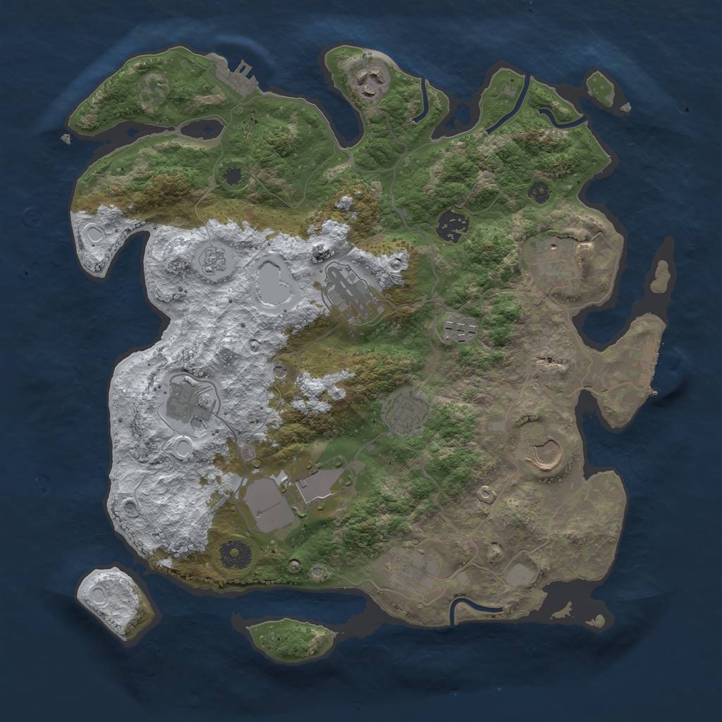 Rust Map: Procedural Map, Size: 3500, Seed: 1434414021, 19 Monuments