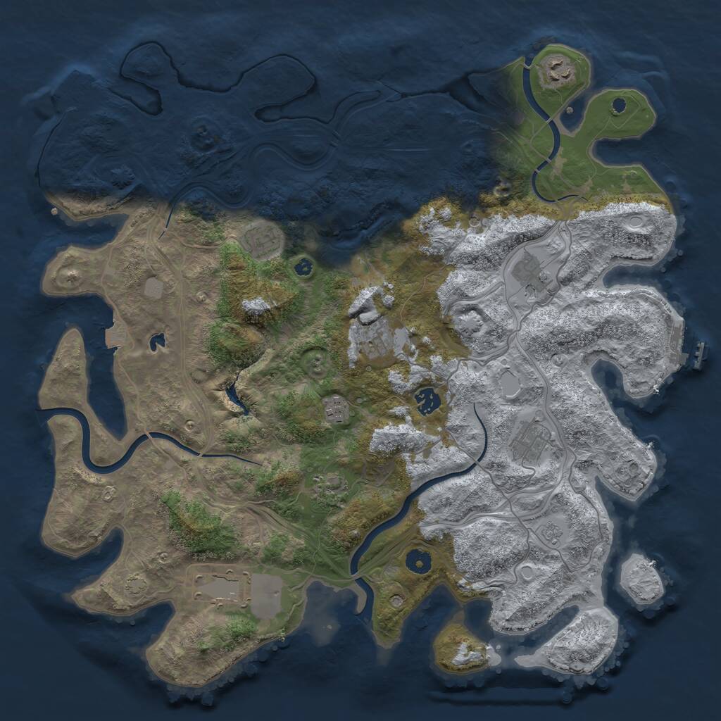 Rust Map: Procedural Map, Size: 4250, Seed: 1233259414, 15 Monuments