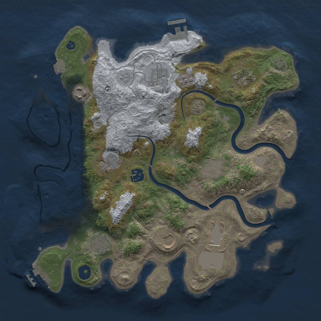Rust Map: Procedural Map, Size: 3500, Seed: 1056980105, 16 Monuments