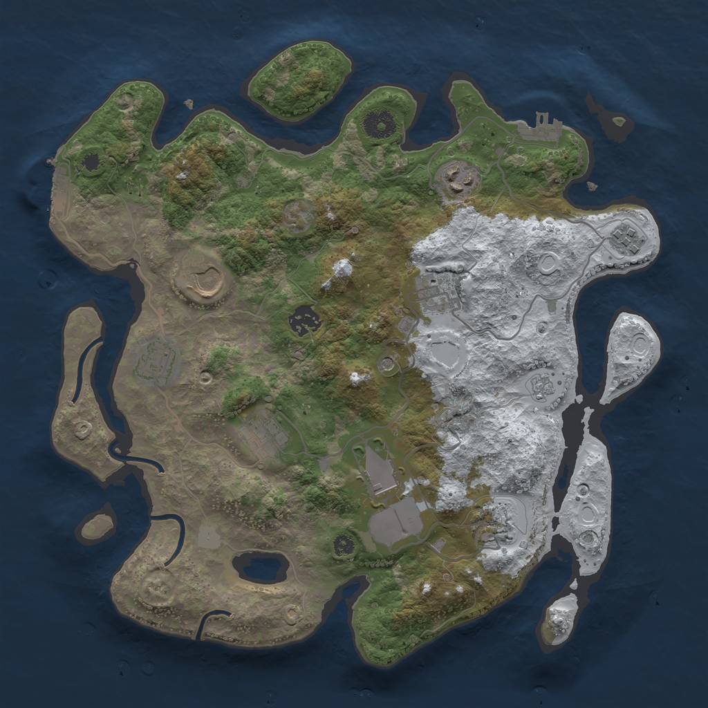 Rust Map: Procedural Map, Size: 3500, Seed: 1596769881, 18 Monuments