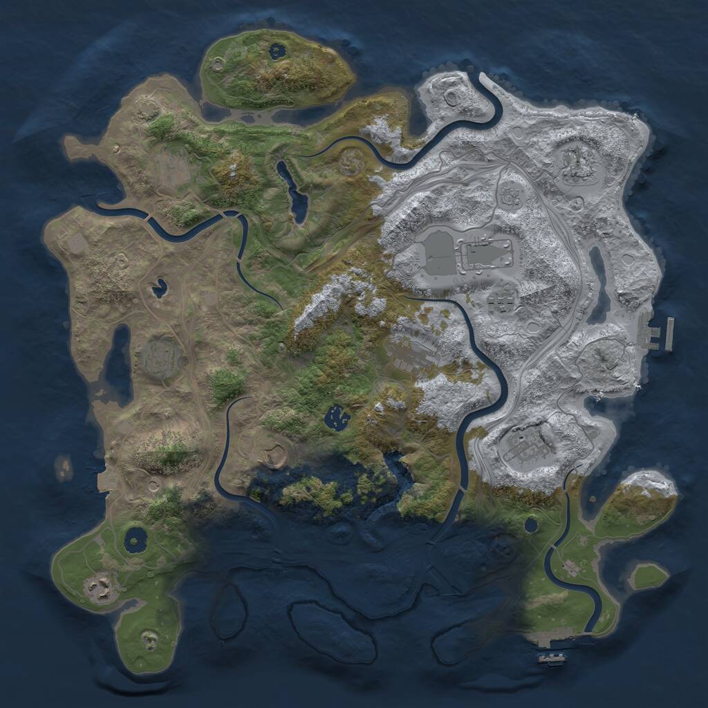 Rust Map: Procedural Map, Size: 4250, Seed: 1691064958, 16 Monuments