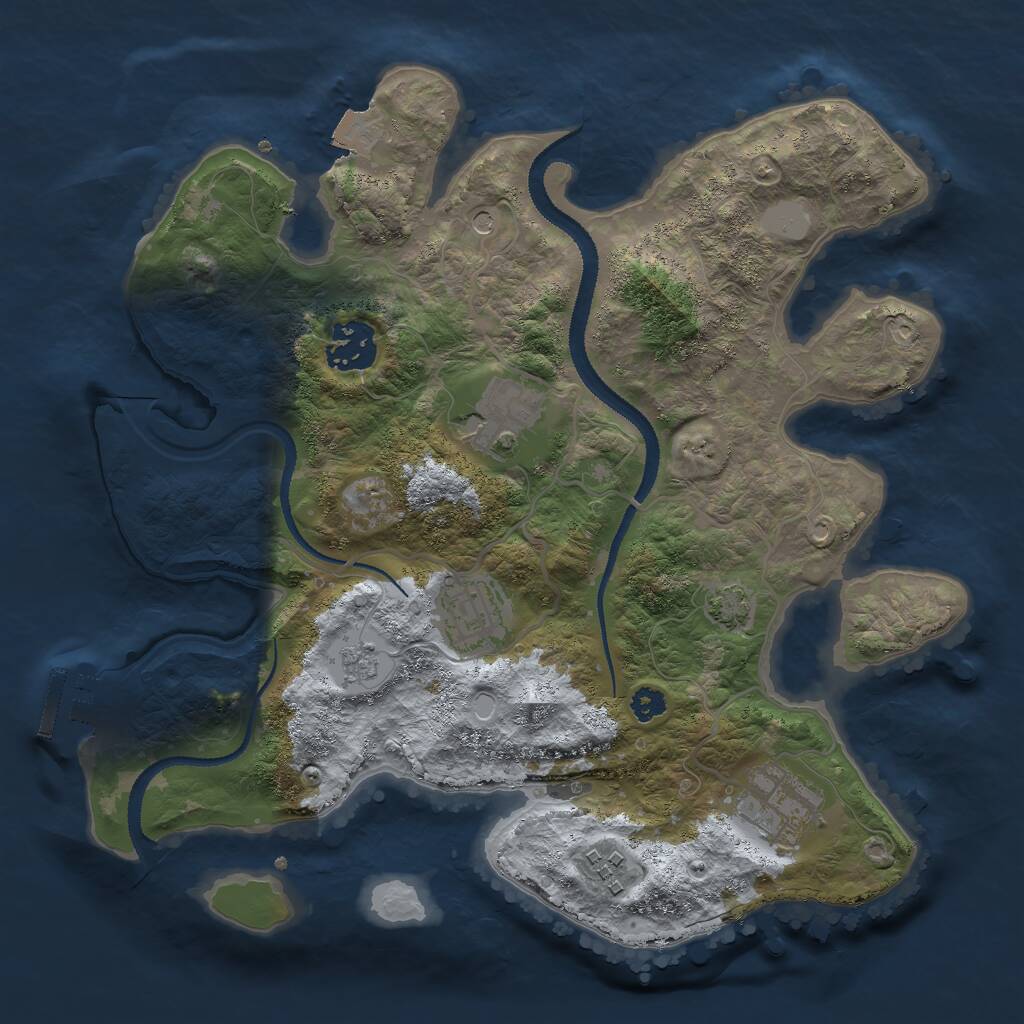 Rust Map: Procedural Map, Size: 3000, Seed: 381202294, 10 Monuments