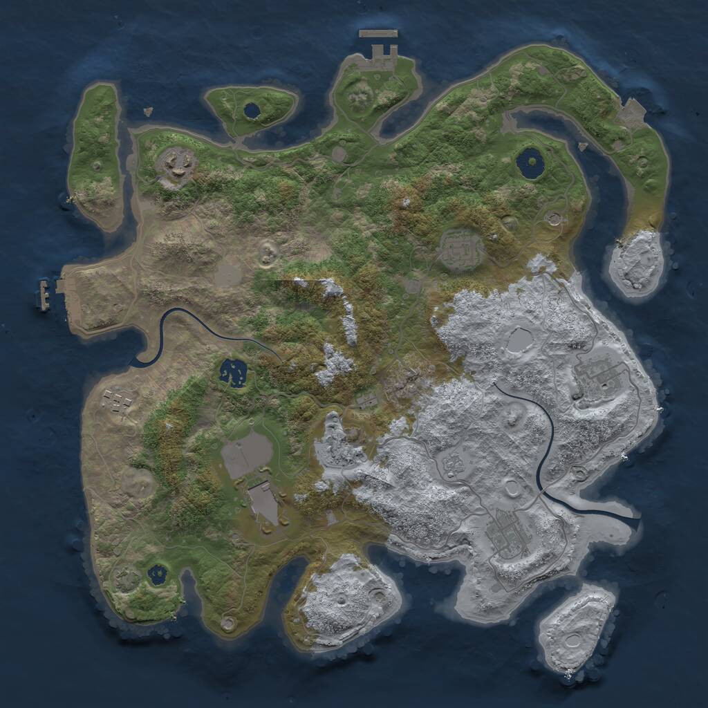 Rust Map: Procedural Map, Size: 3700, Seed: 7543717, 14 Monuments