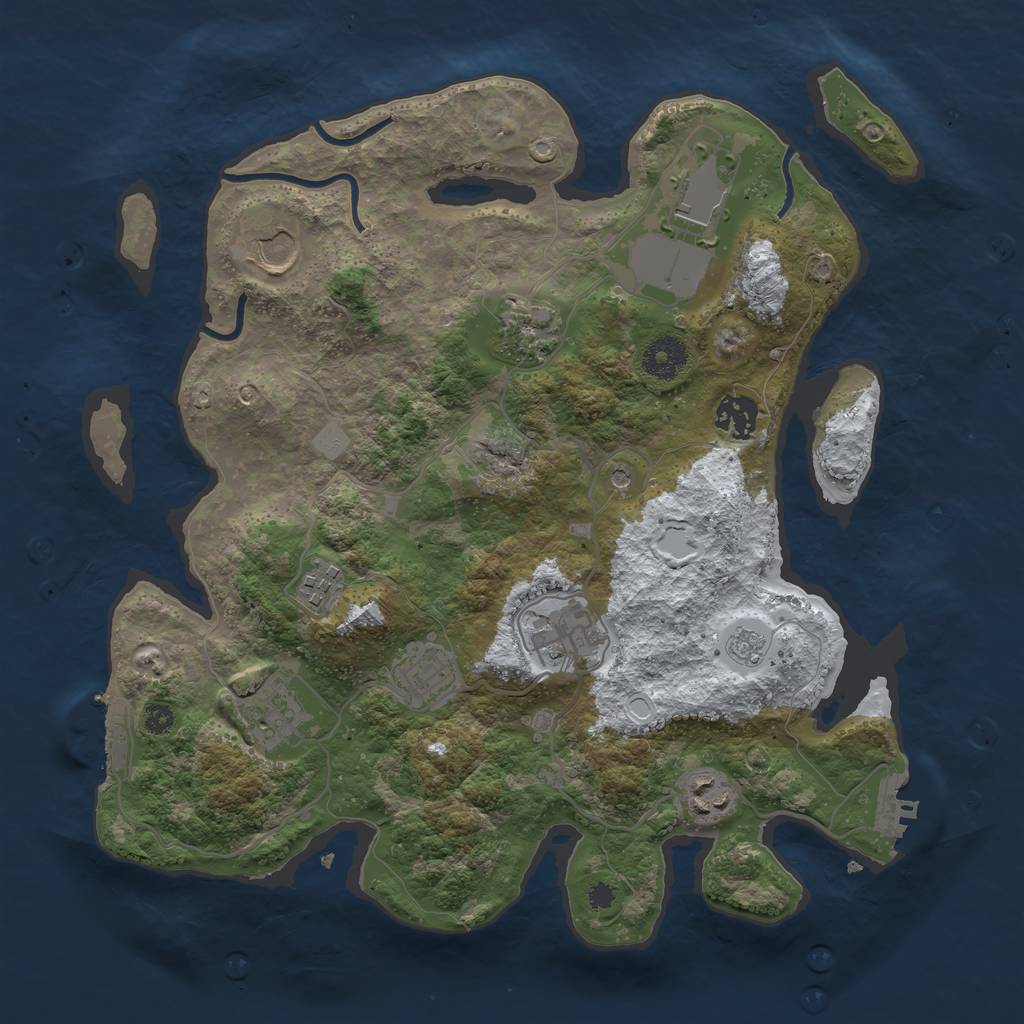Rust Map: Procedural Map, Size: 3500, Seed: 1822692819, 18 Monuments