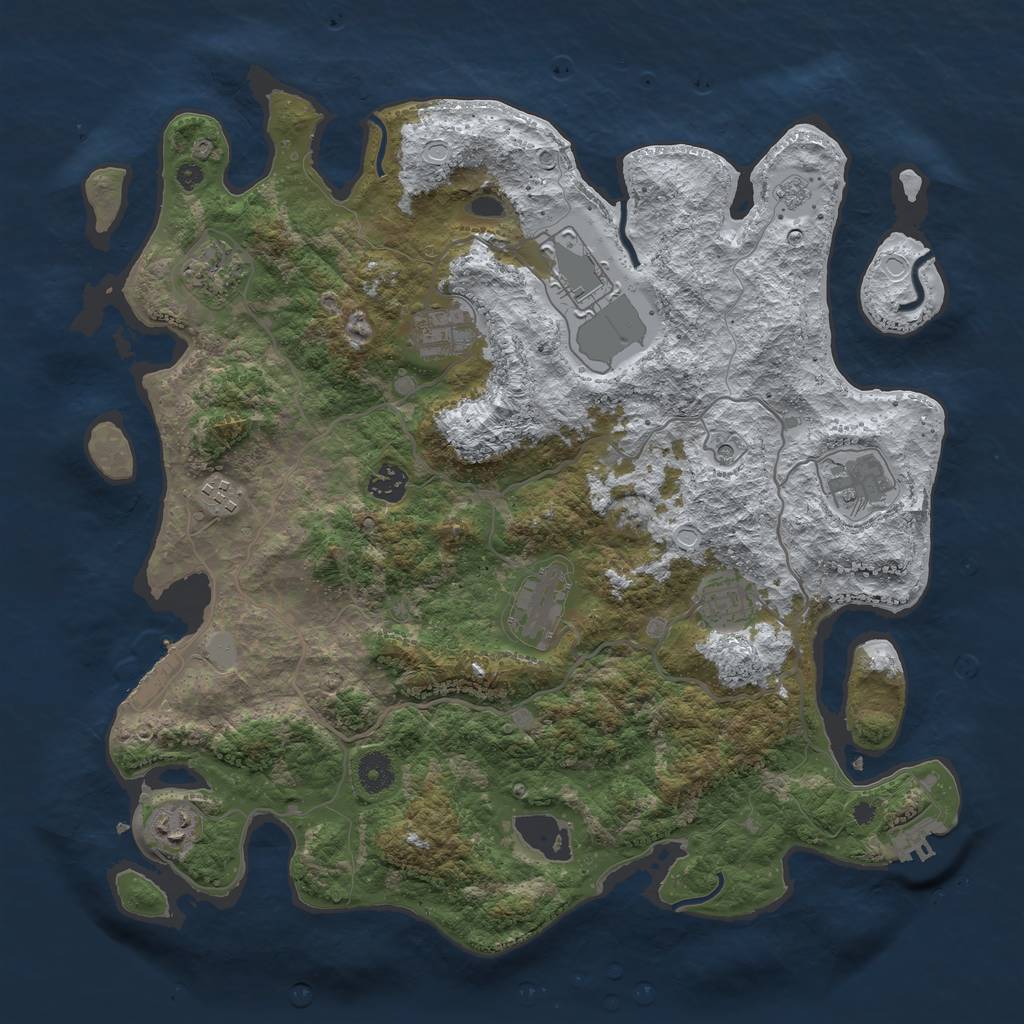 Rust Map: Procedural Map, Size: 4000, Seed: 350238592, 18 Monuments