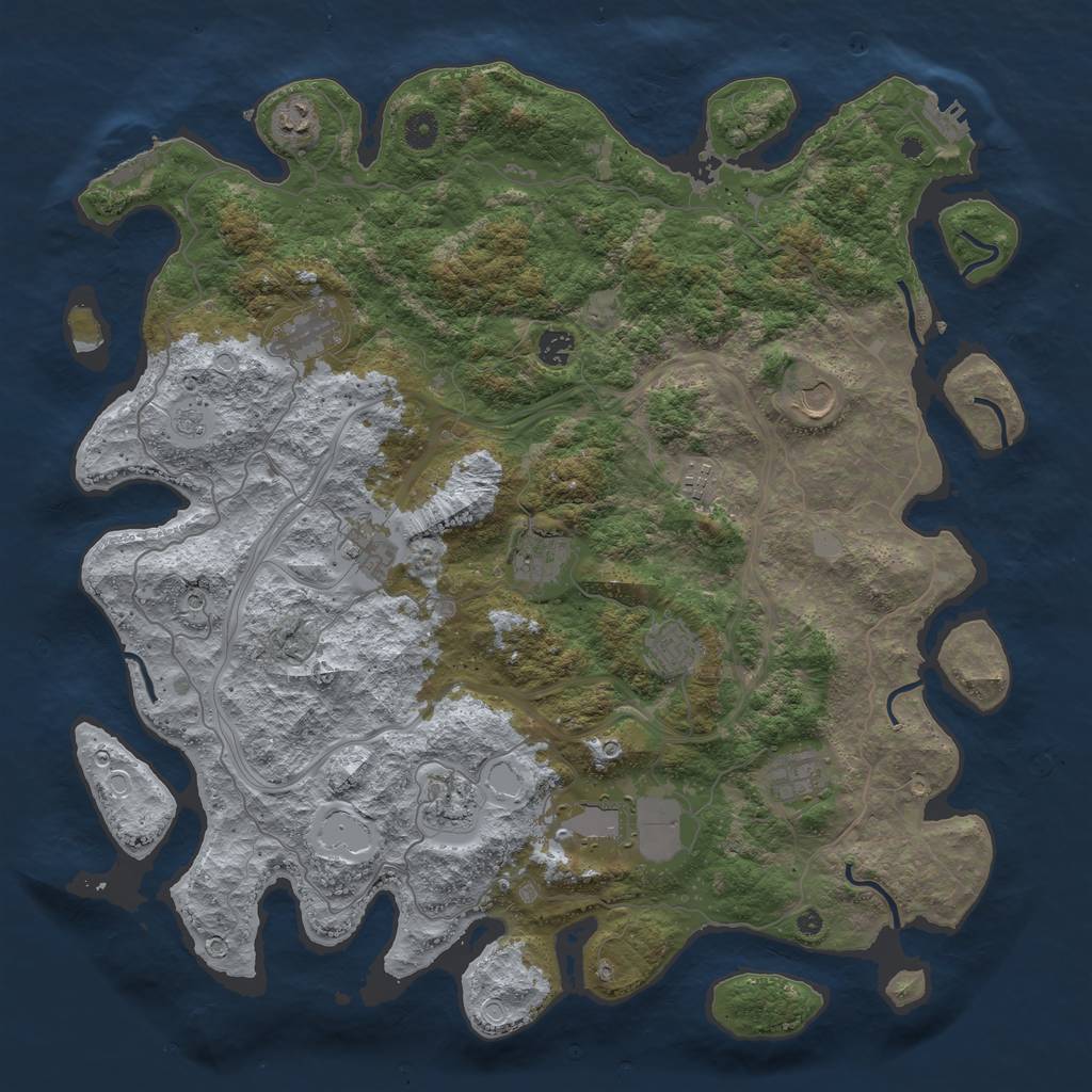 Rust Map: Procedural Map, Size: 4500, Seed: 81749174, 18 Monuments