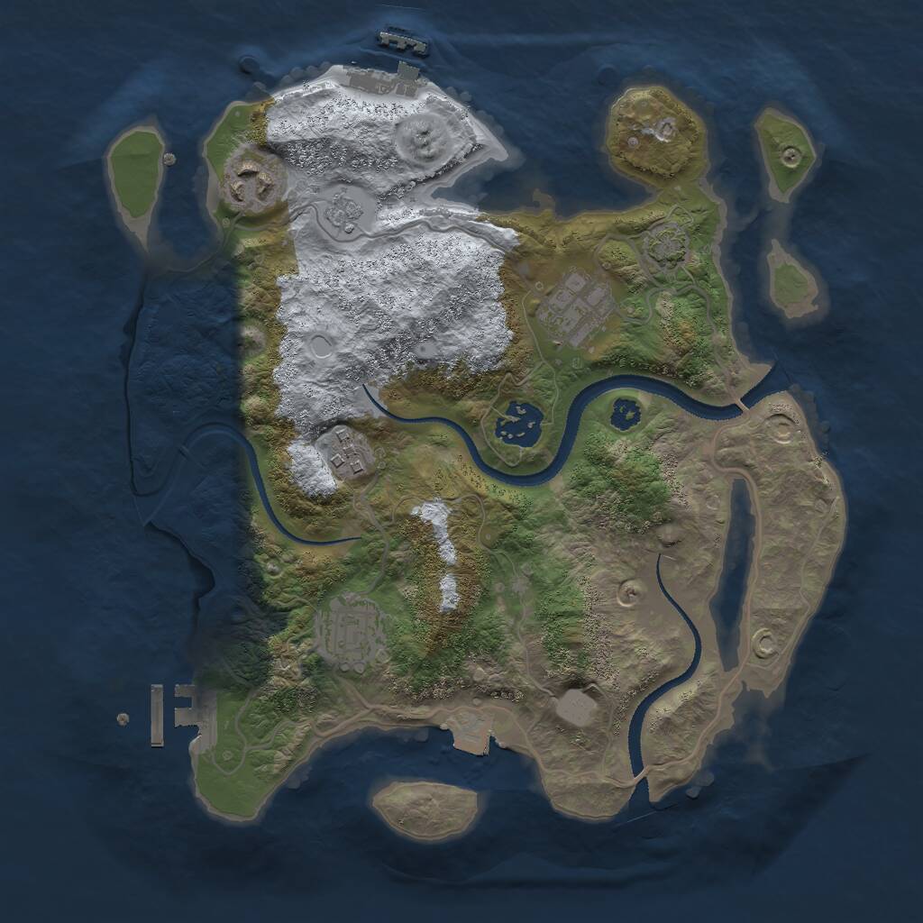 Rust Map: Procedural Map, Size: 3000, Seed: 31279, 10 Monuments