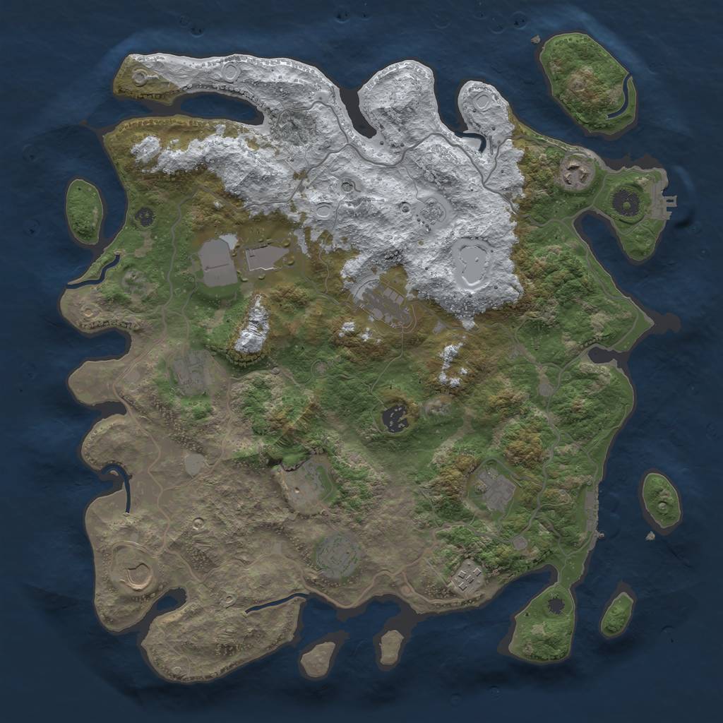 Rust Map: Procedural Map, Size: 4000, Seed: 654879845, 19 Monuments