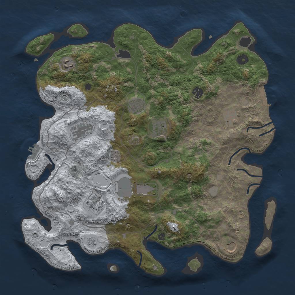 Rust Map: Procedural Map, Size: 4000, Seed: 6193, 19 Monuments