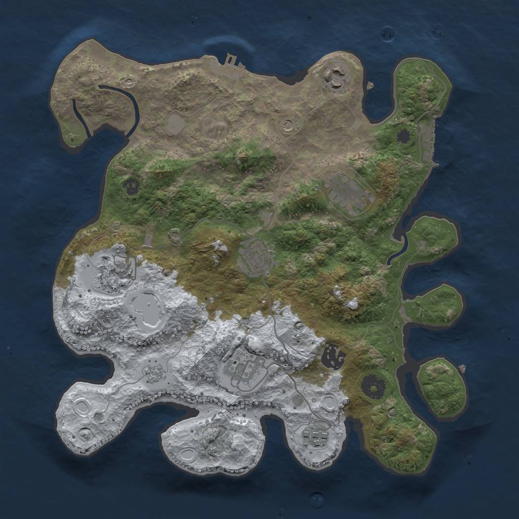 Rust Map: Procedural Map, Size: 3200, Seed: 5462, 16 Monuments