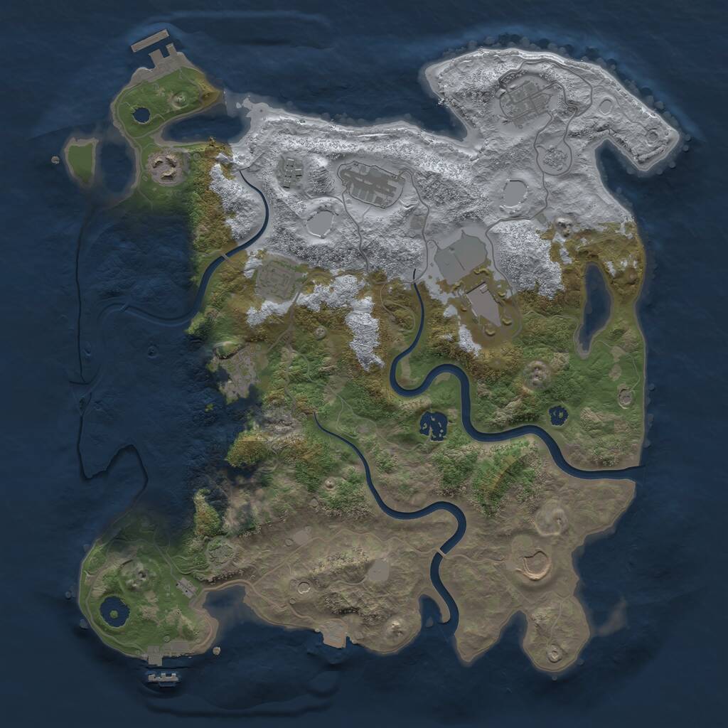 Rust Map: Procedural Map, Size: 3750, Seed: 968896310, 15 Monuments