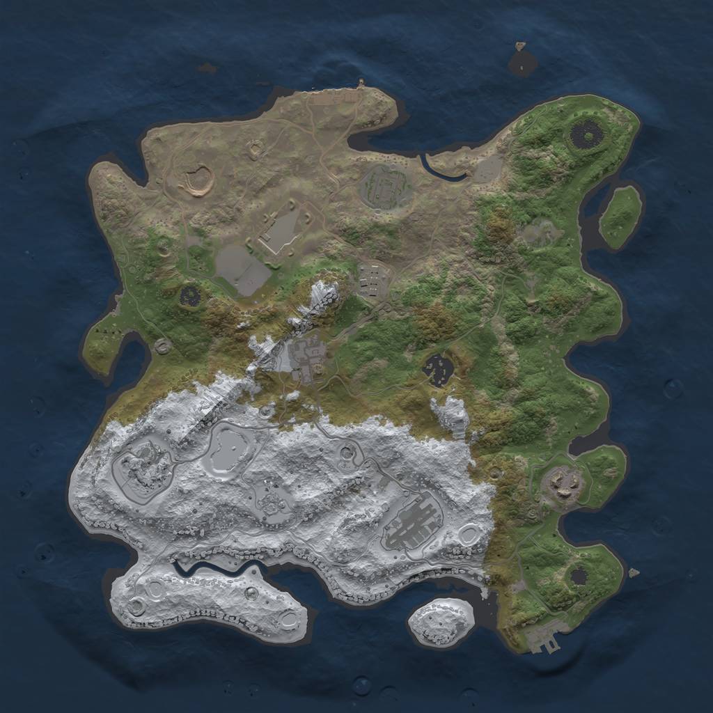 Rust Map: Procedural Map, Size: 3500, Seed: 1096647836, 18 Monuments