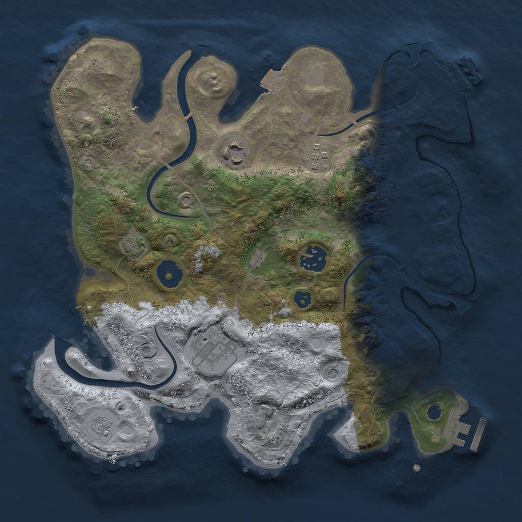 Rust Map: Procedural Map, Size: 3000, Seed: 13827, 10 Monuments
