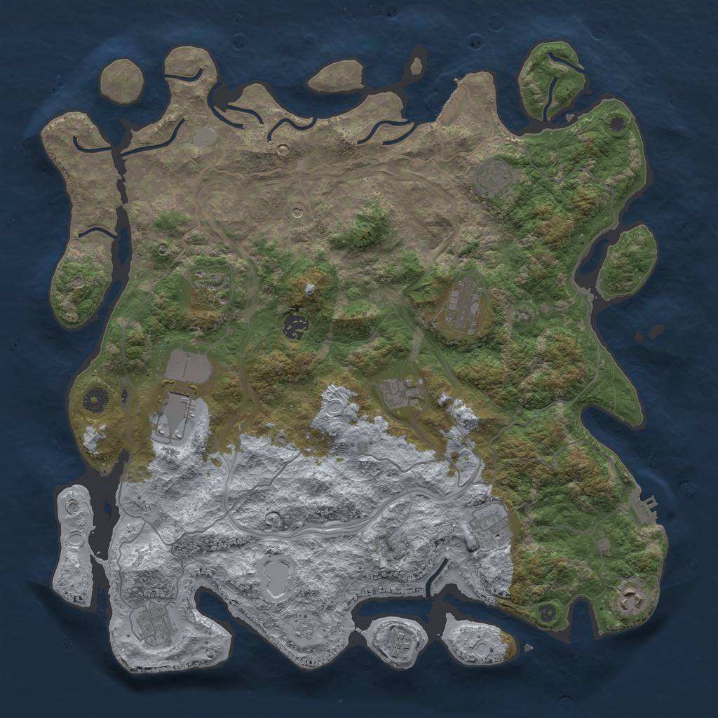 Rust Map: Procedural Map, Size: 4250, Seed: 720766775, 19 Monuments