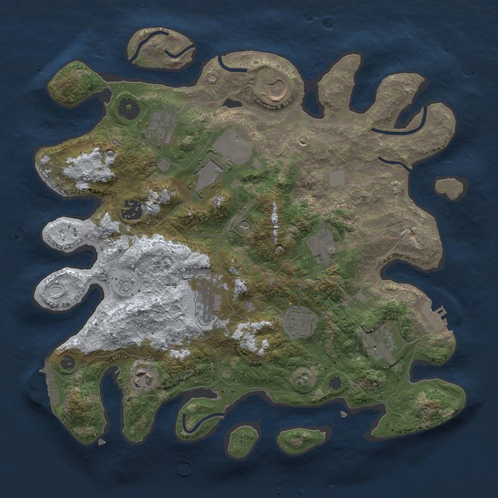 Rust Map: Procedural Map, Size: 3500, Seed: 244162766, 18 Monuments