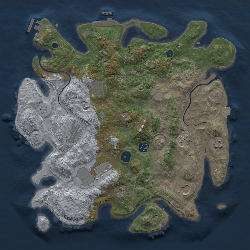 Rust Map: Procedural Map, Size: 3600, Seed: 341285057, 14 Monuments