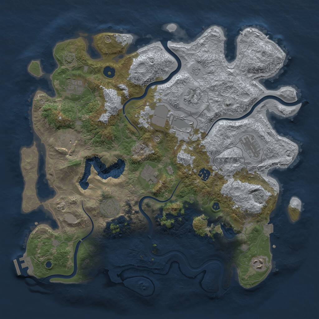 Rust Map: Procedural Map, Size: 4050, Seed: 36434253, 15 Monuments