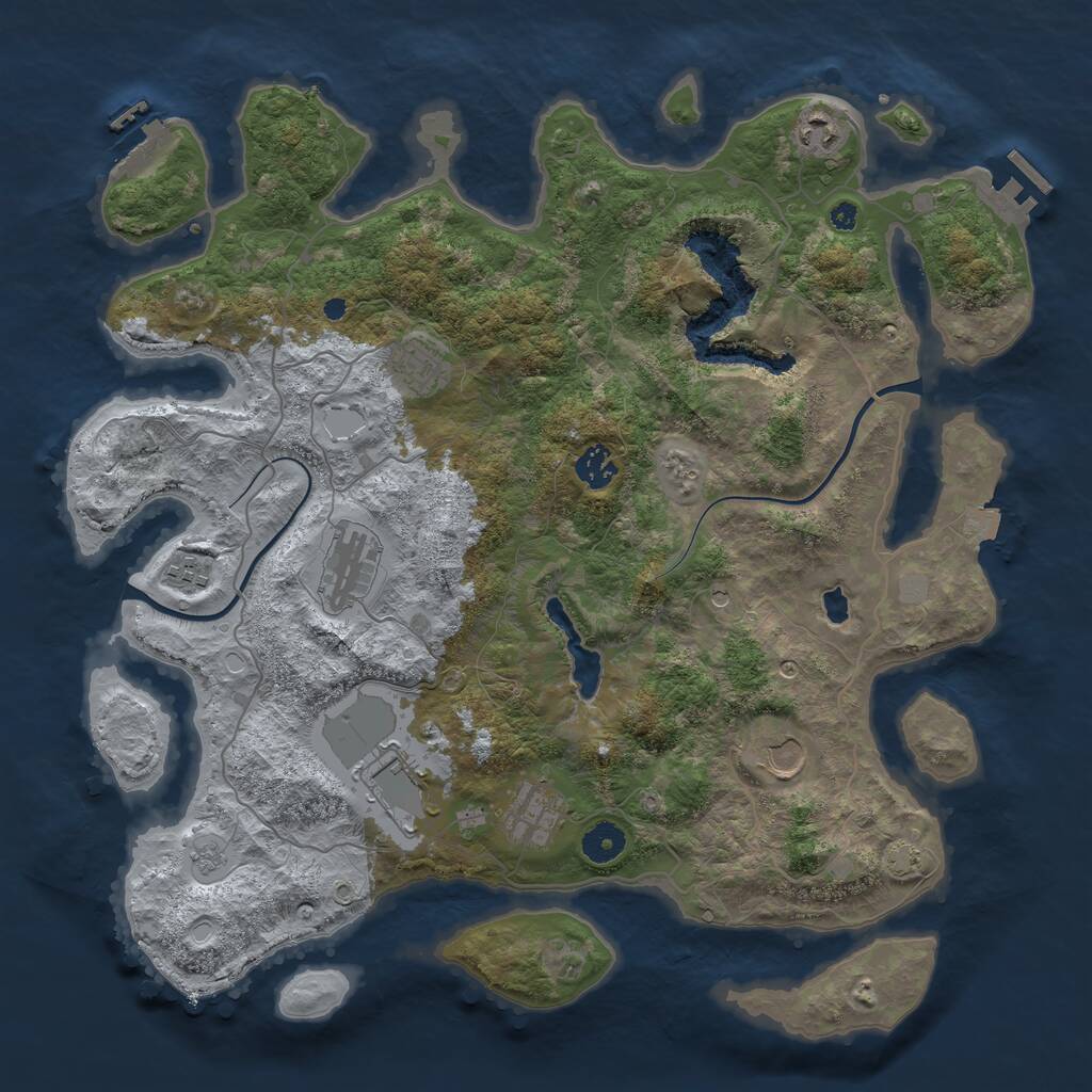 Rust Map: Procedural Map, Size: 4000, Seed: 1160177530, 14 Monuments