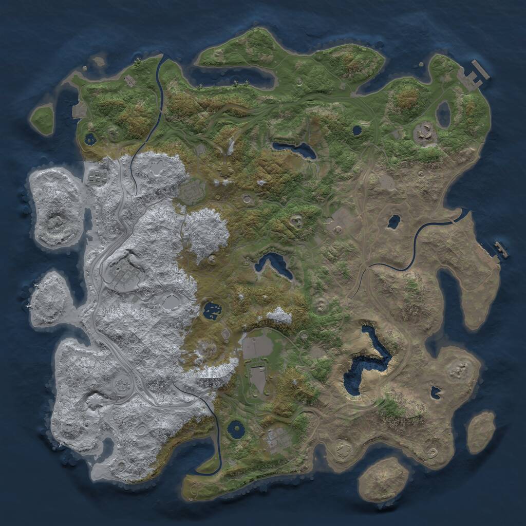 Rust Map: Procedural Map, Size: 4500, Seed: 2532, 14 Monuments