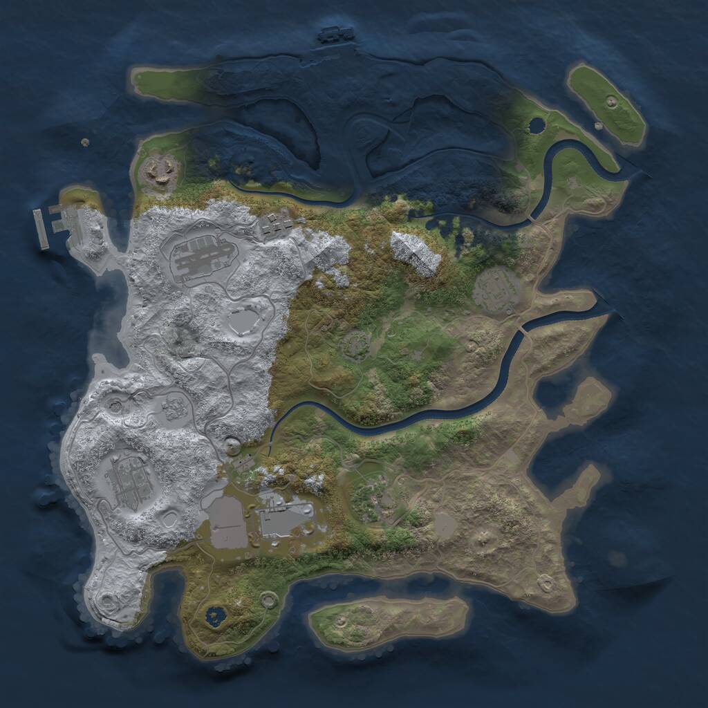 Rust Map: Procedural Map, Size: 3500, Seed: 199664626, 13 Monuments