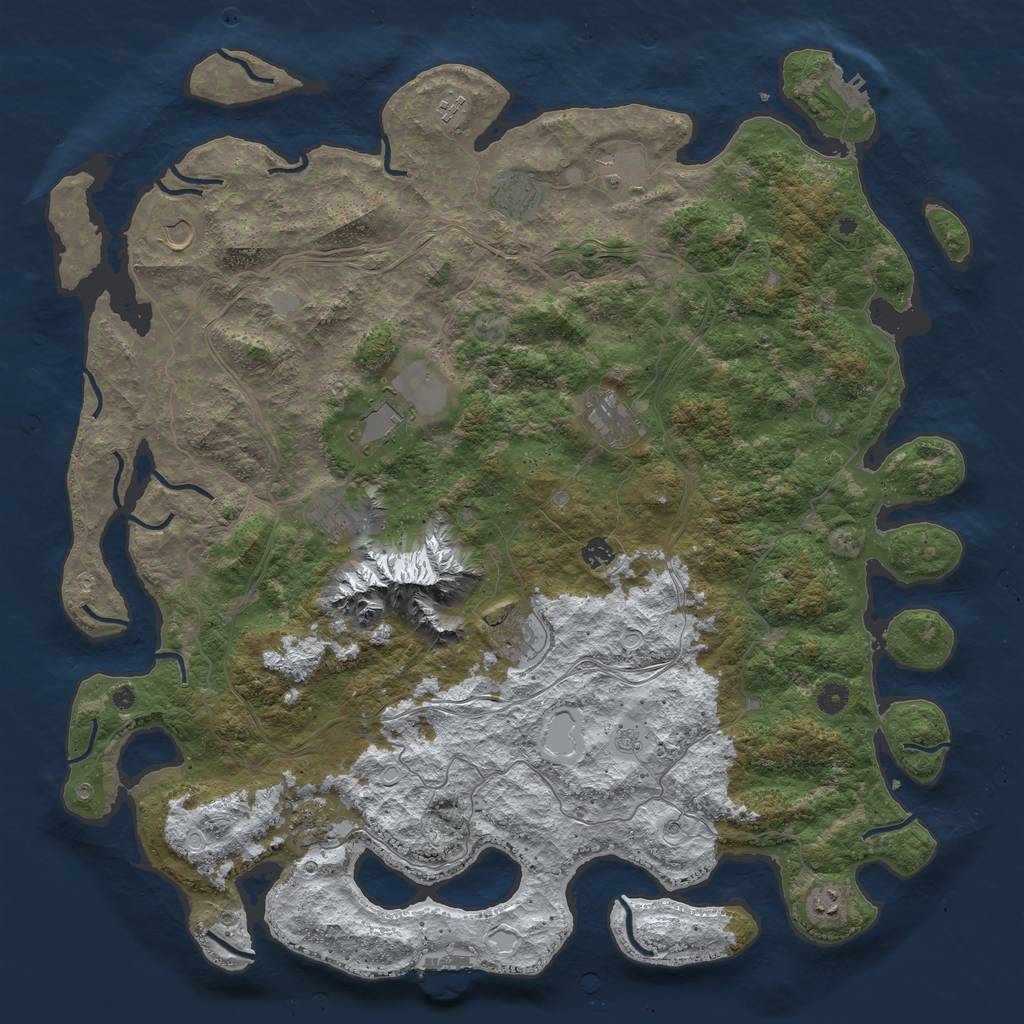 Rust Map: Procedural Map, Size: 5000, Seed: 34803743, 20 Monuments