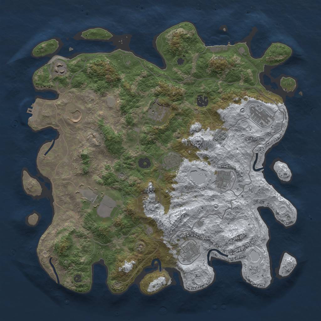 Rust Map: Procedural Map, Size: 4000, Seed: 378808887, 20 Monuments