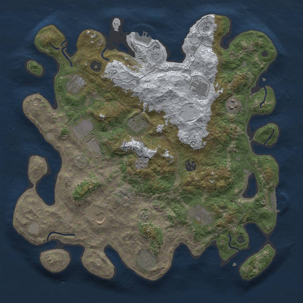 Rust Map: Procedural Map, Size: 4000, Seed: 507389943, 19 Monuments