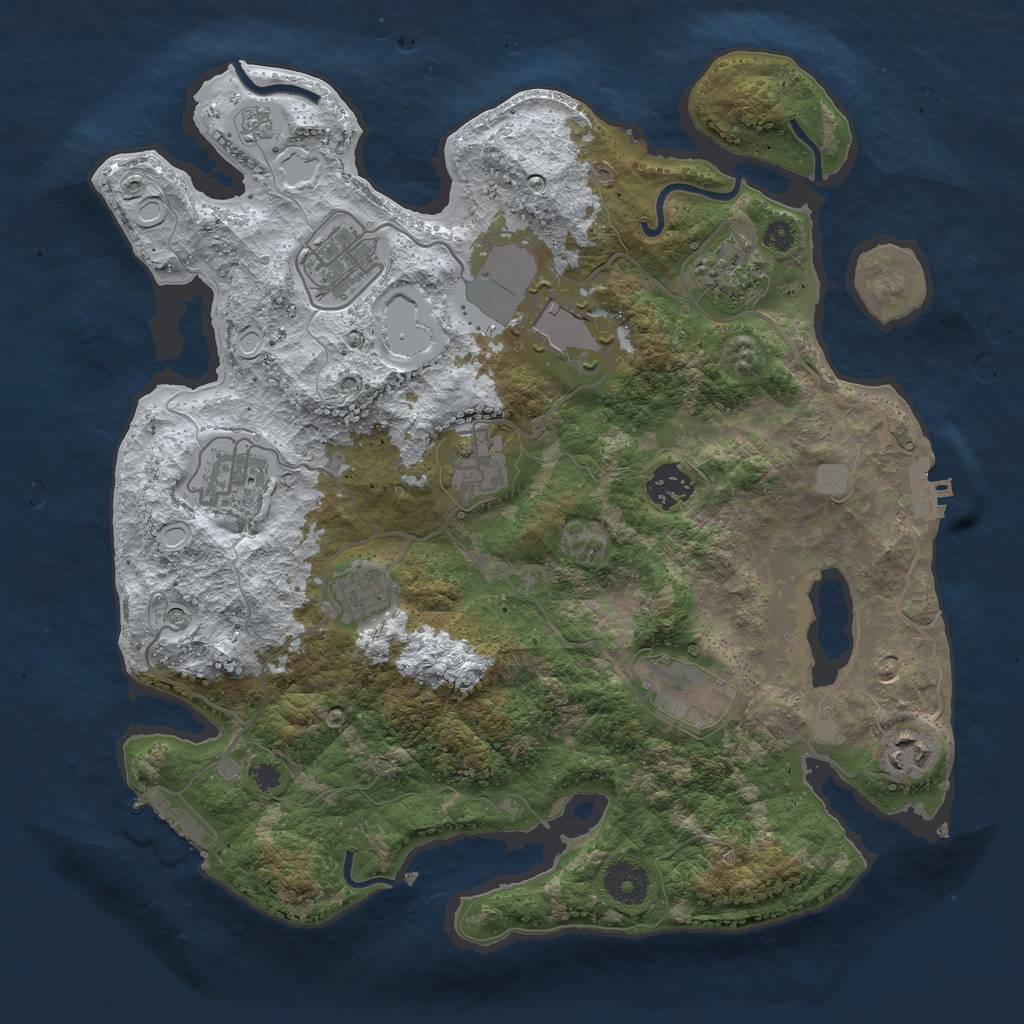 Rust Map: Procedural Map, Size: 3500, Seed: 461416593, 18 Monuments