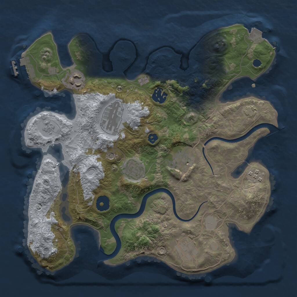 Rust Map: Procedural Map, Size: 3000, Seed: 1947834643, 12 Monuments
