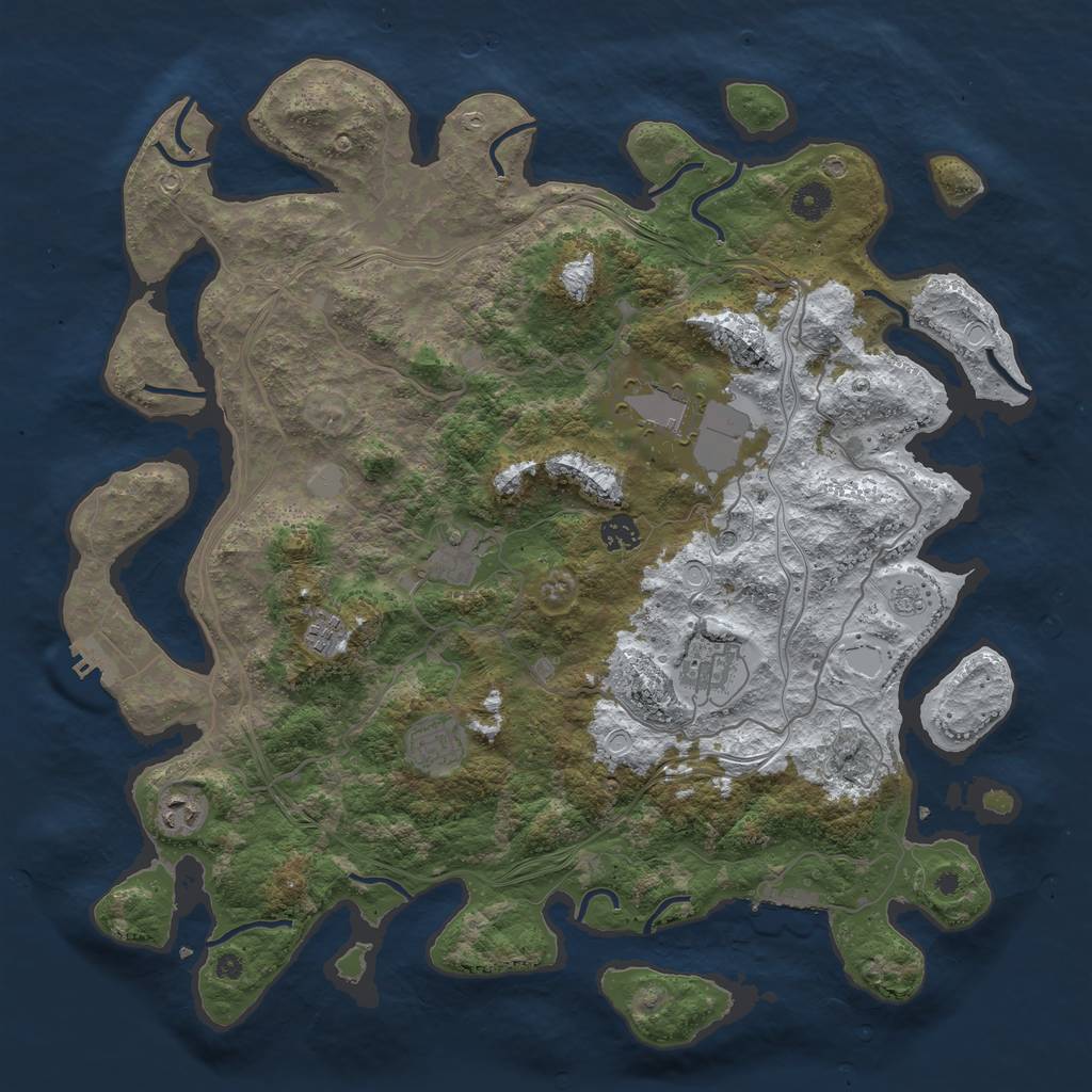 Rust Map: Procedural Map, Size: 4250, Seed: 770027, 16 Monuments