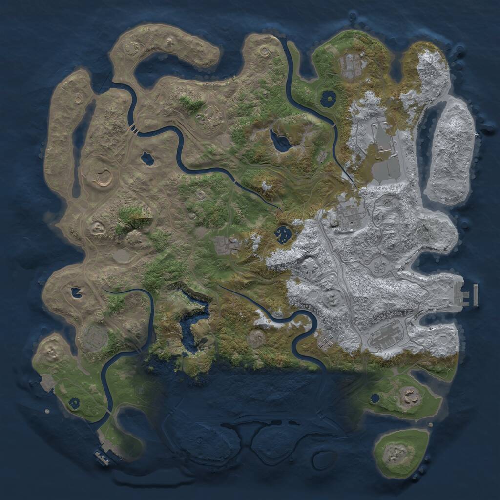 Rust Map: Procedural Map, Size: 4500, Seed: 1363098804, 17 Monuments