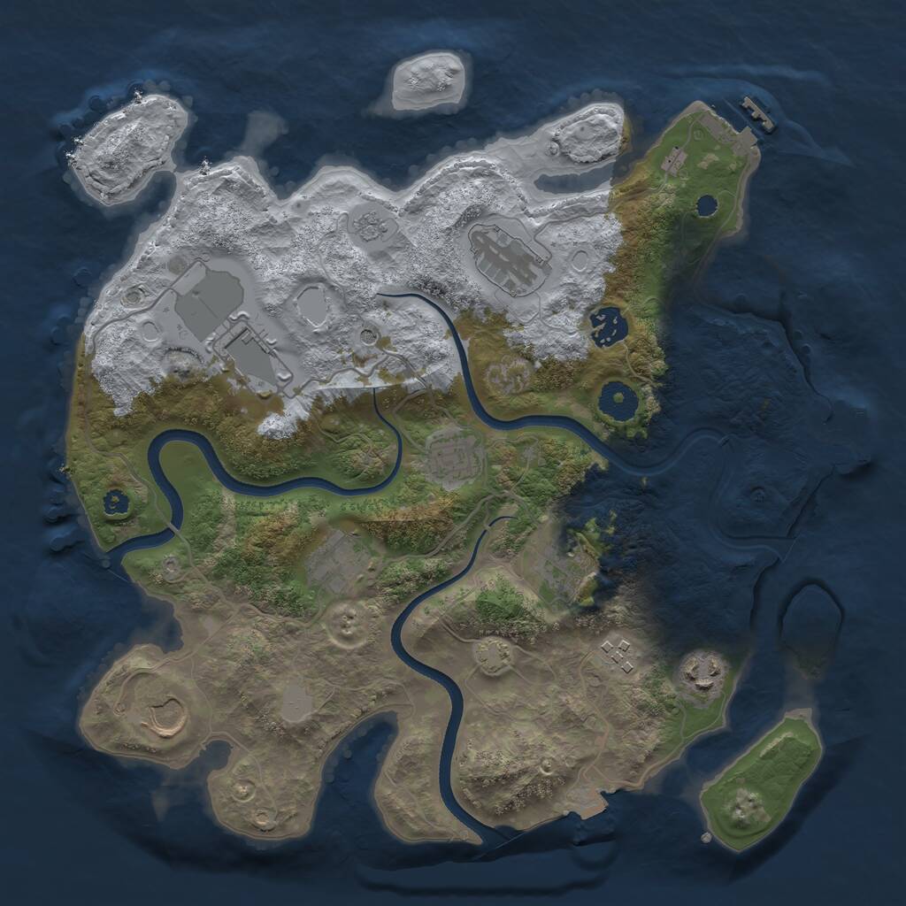 Rust Map: Procedural Map, Size: 3500, Seed: 7633556, 15 Monuments