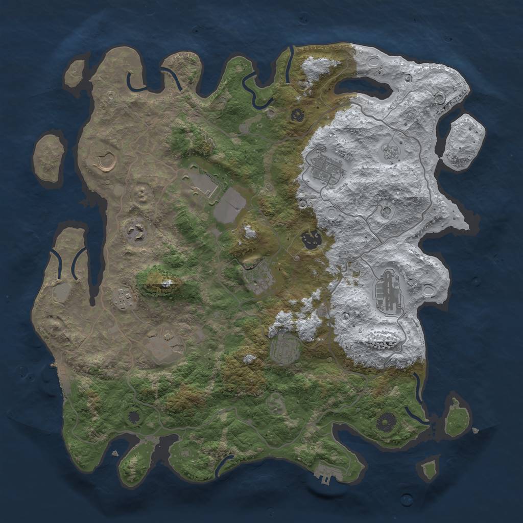 Rust Map: Procedural Map, Size: 4000, Seed: 239832, 19 Monuments