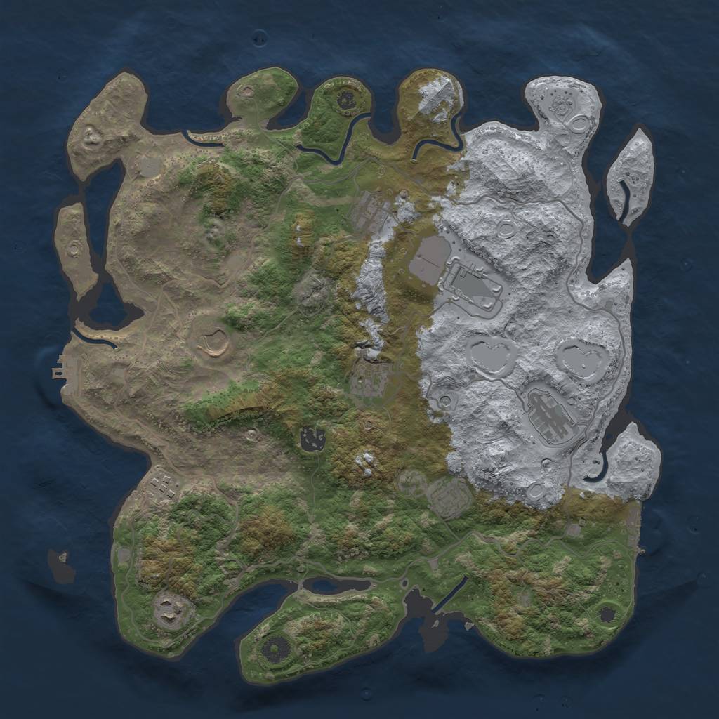 Rust Map: Procedural Map, Size: 4000, Seed: 1243658449, 18 Monuments