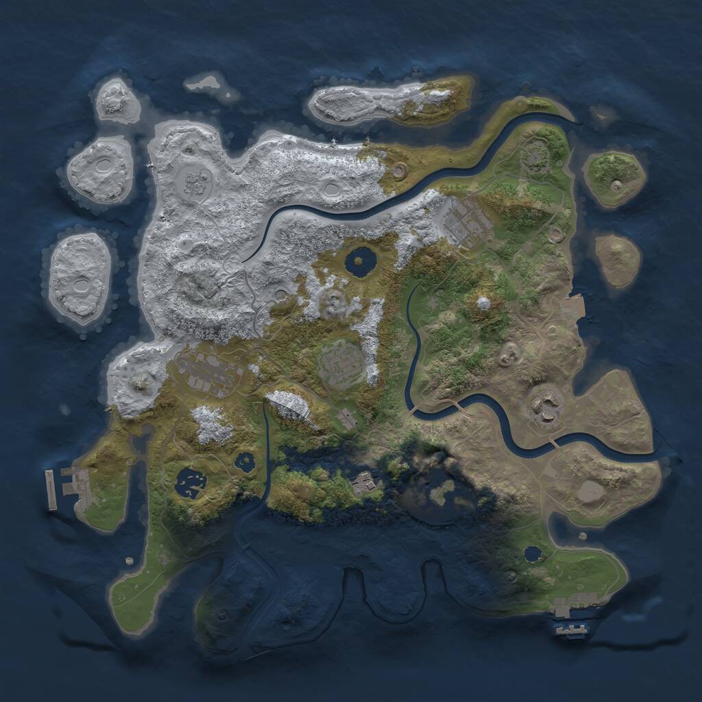 Rust Map: Procedural Map, Size: 3500, Seed: 2069576329, 13 Monuments