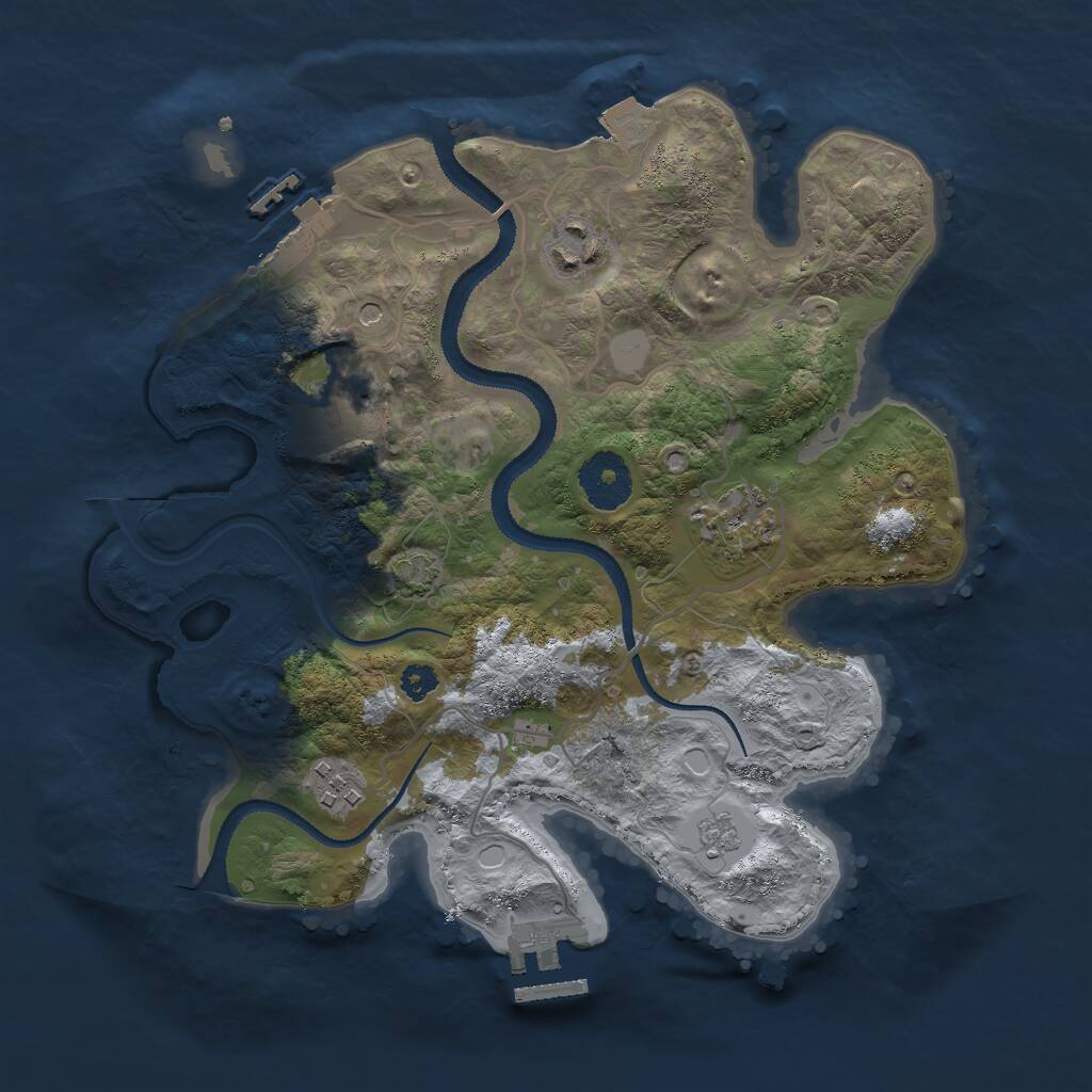 Rust Map: Procedural Map, Size: 3000, Seed: 1189168020, 10 Monuments