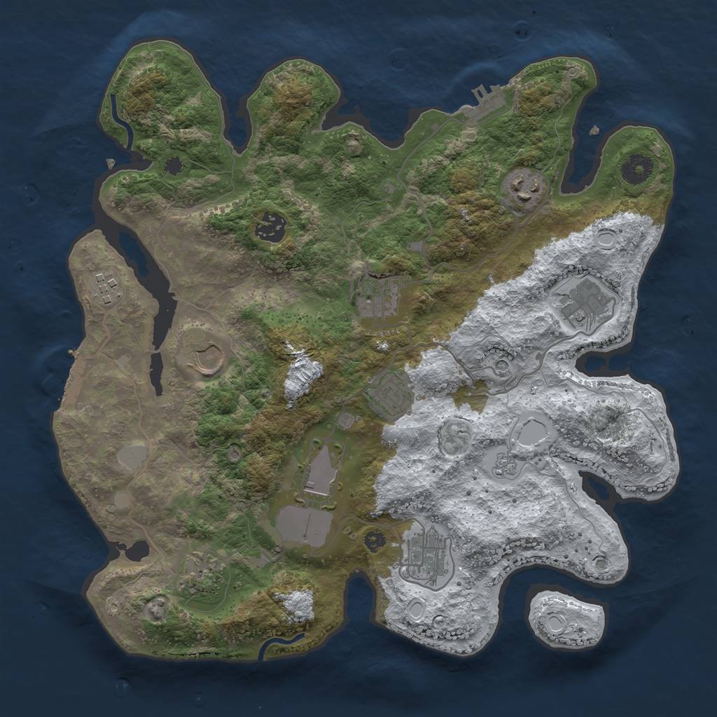 Rust Map: Procedural Map, Size: 3500, Seed: 1279944673, 19 Monuments