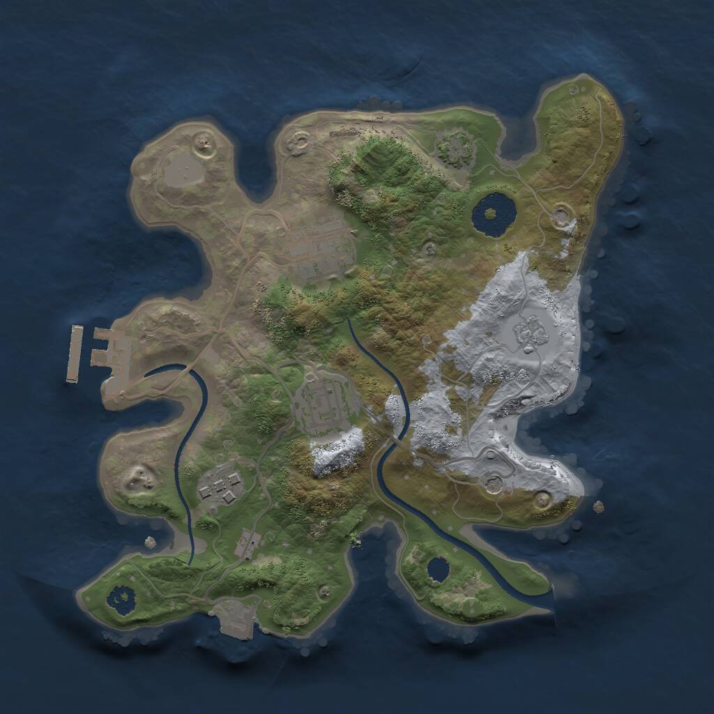 Rust Map: Procedural Map, Size: 2500, Seed: 724224107, 8 Monuments