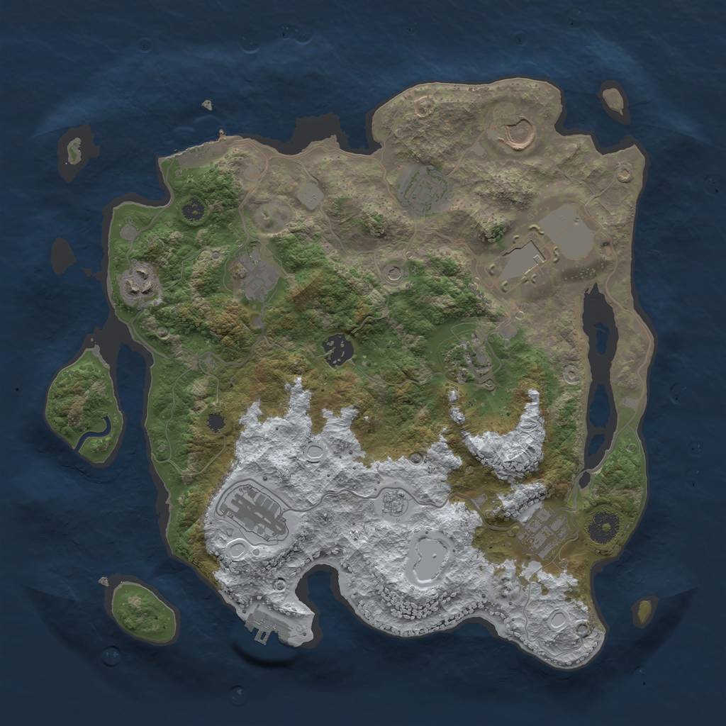 Rust Map: Procedural Map, Size: 3500, Seed: 1252096257, 18 Monuments