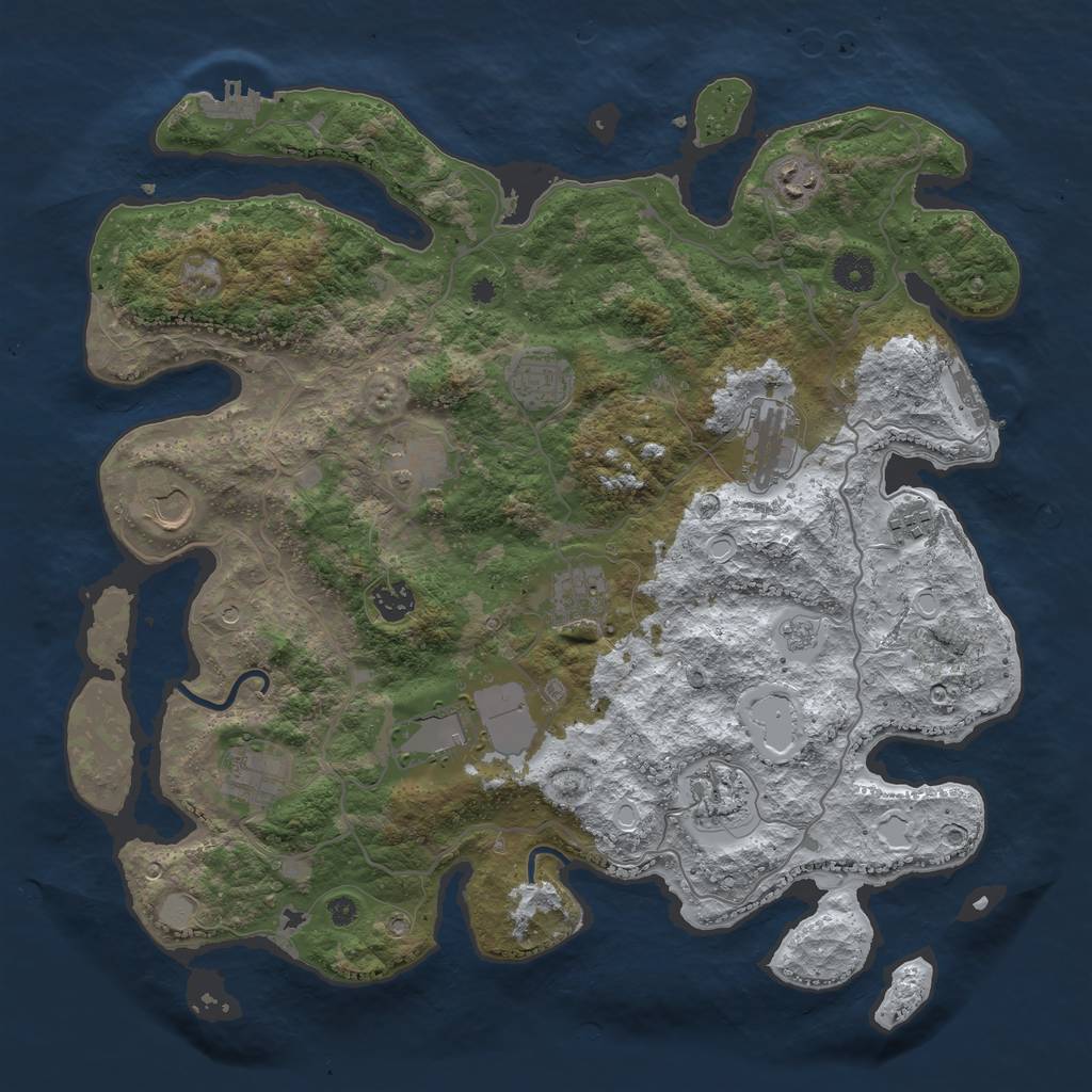 Rust Map: Procedural Map, Size: 4000, Seed: 1734584839, 20 Monuments