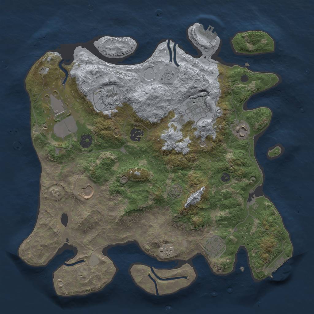 Rust Map: Procedural Map, Size: 3500, Seed: 478870995, 16 Monuments