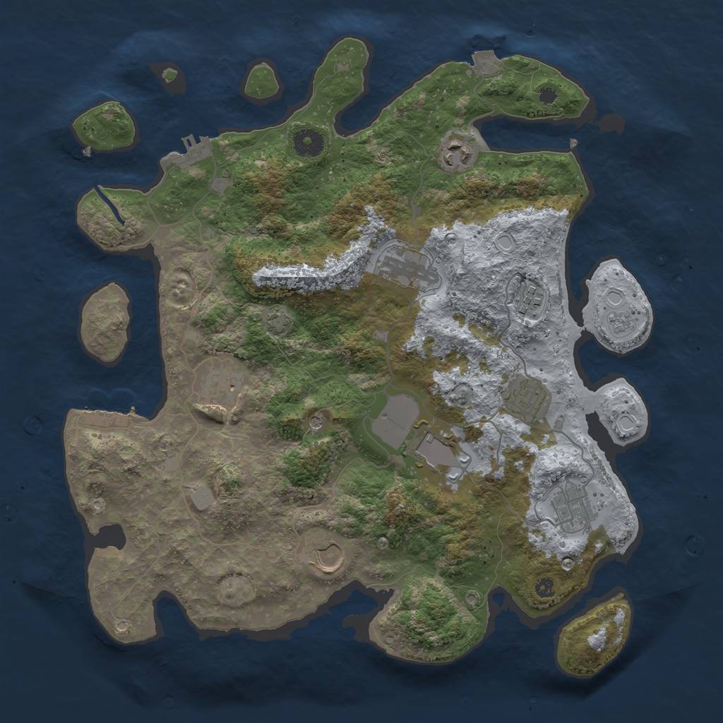 Rust Map: Procedural Map, Size: 3700, Seed: 2837289, 16 Monuments
