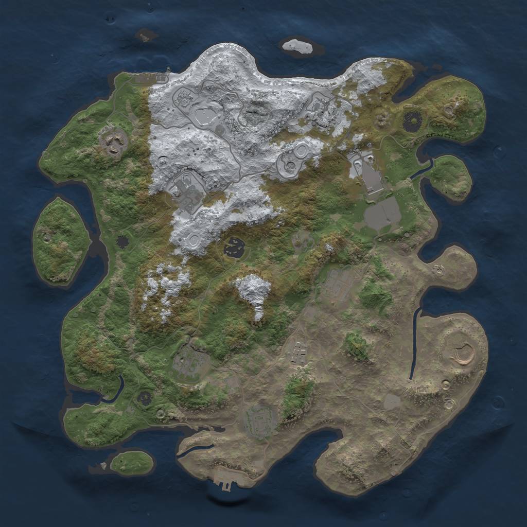 Rust Map: Procedural Map, Size: 3800, Seed: 894125, 19 Monuments