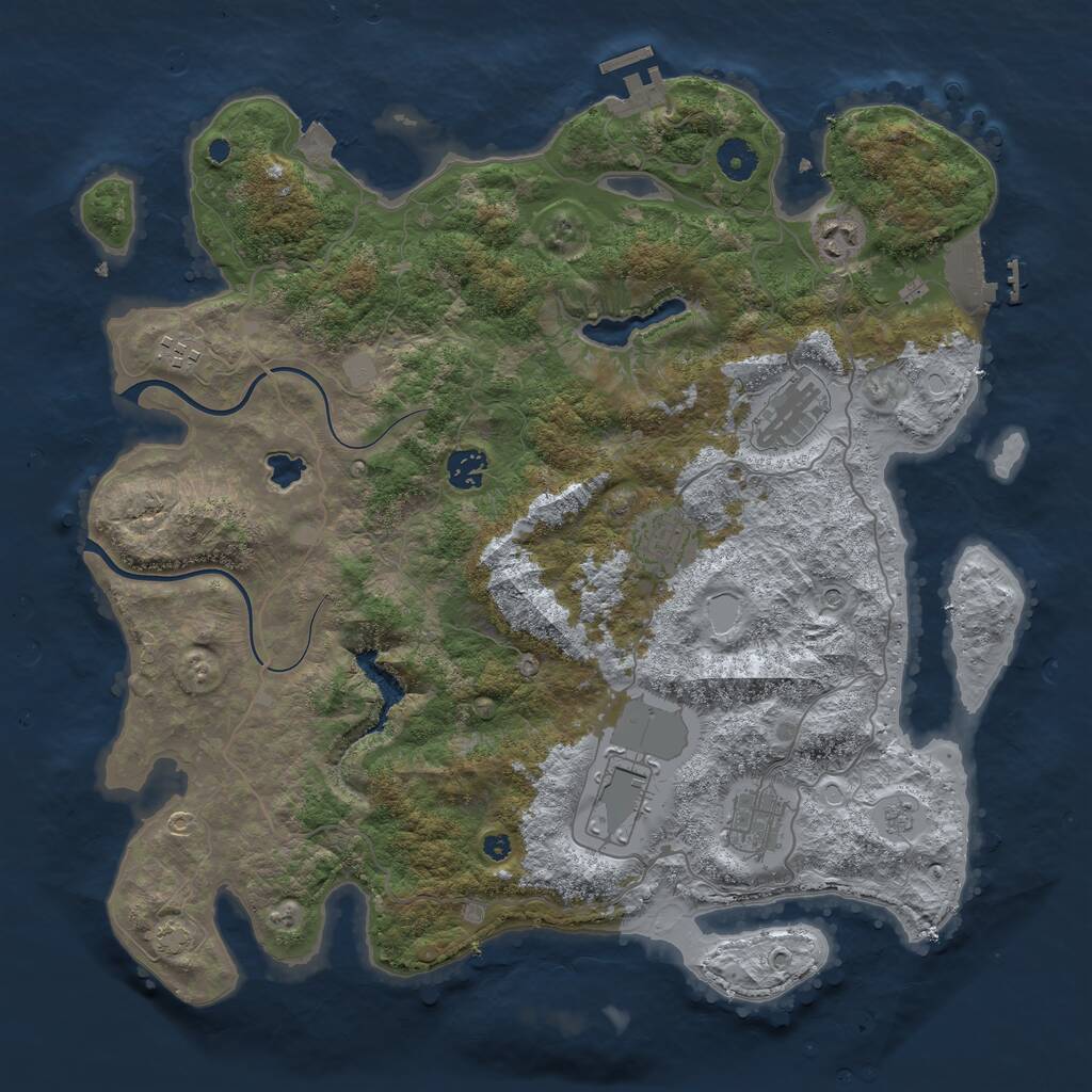 Rust Map: Procedural Map, Size: 4000, Seed: 269378452, 13 Monuments