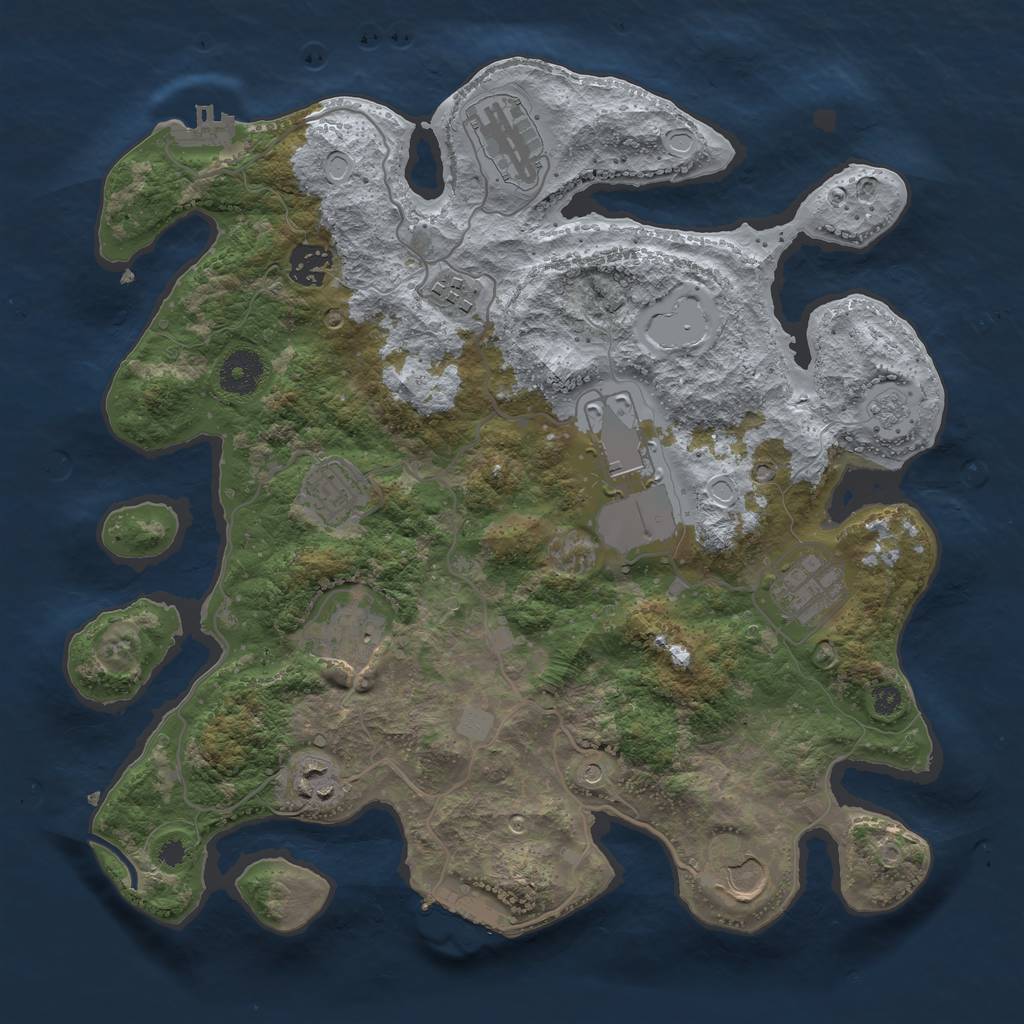 Rust Map: Procedural Map, Size: 3500, Seed: 578811232, 18 Monuments